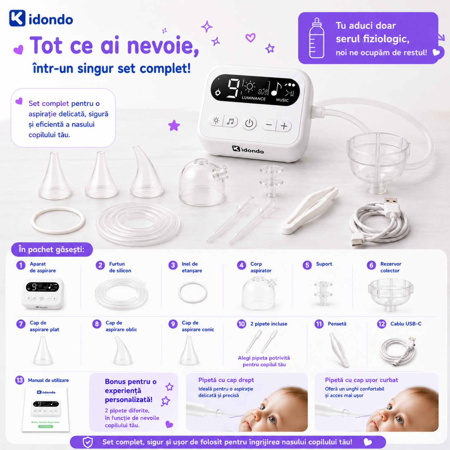 Aspirator nazal electric 3 în 1