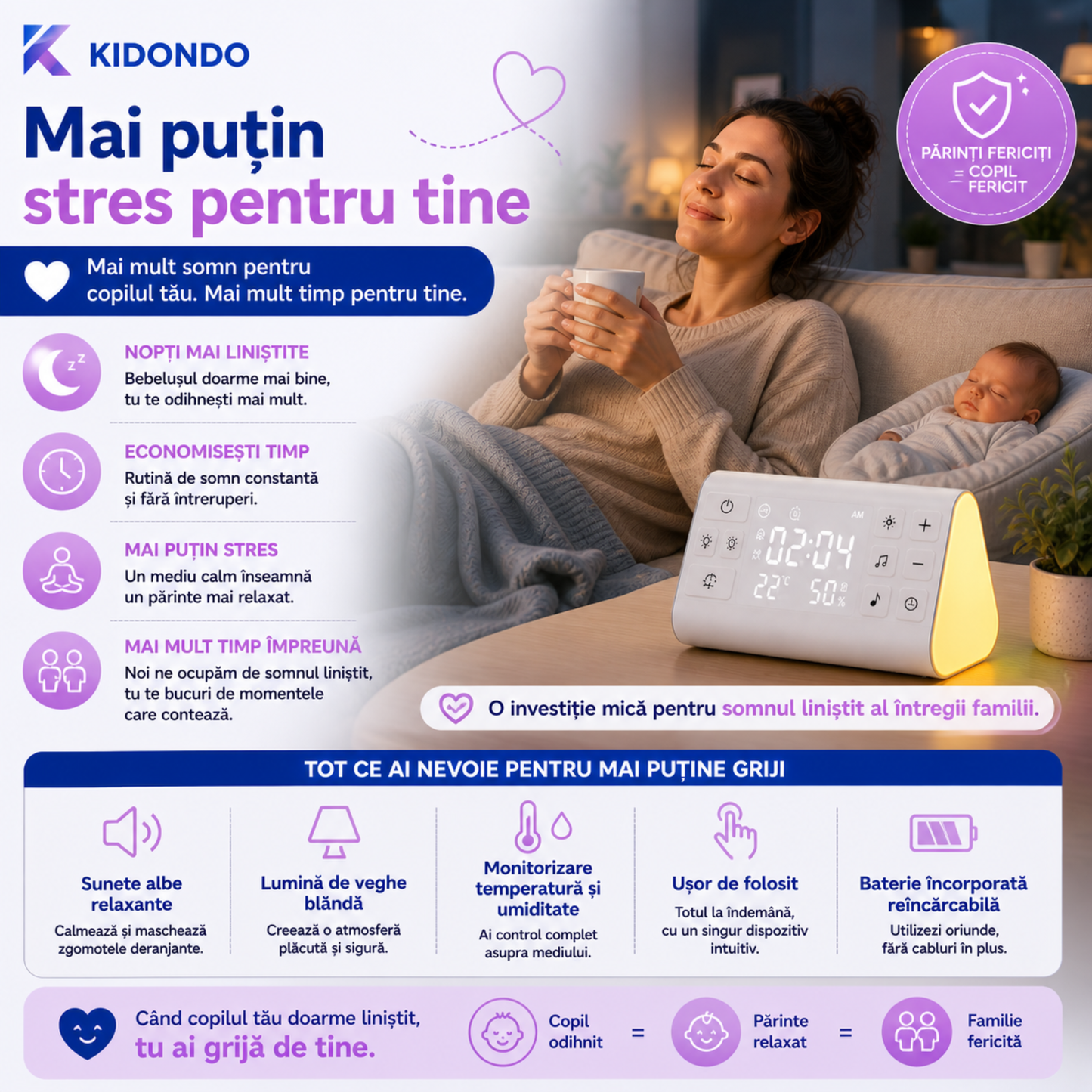 Boxă 4 în 1 cu sunete albe
